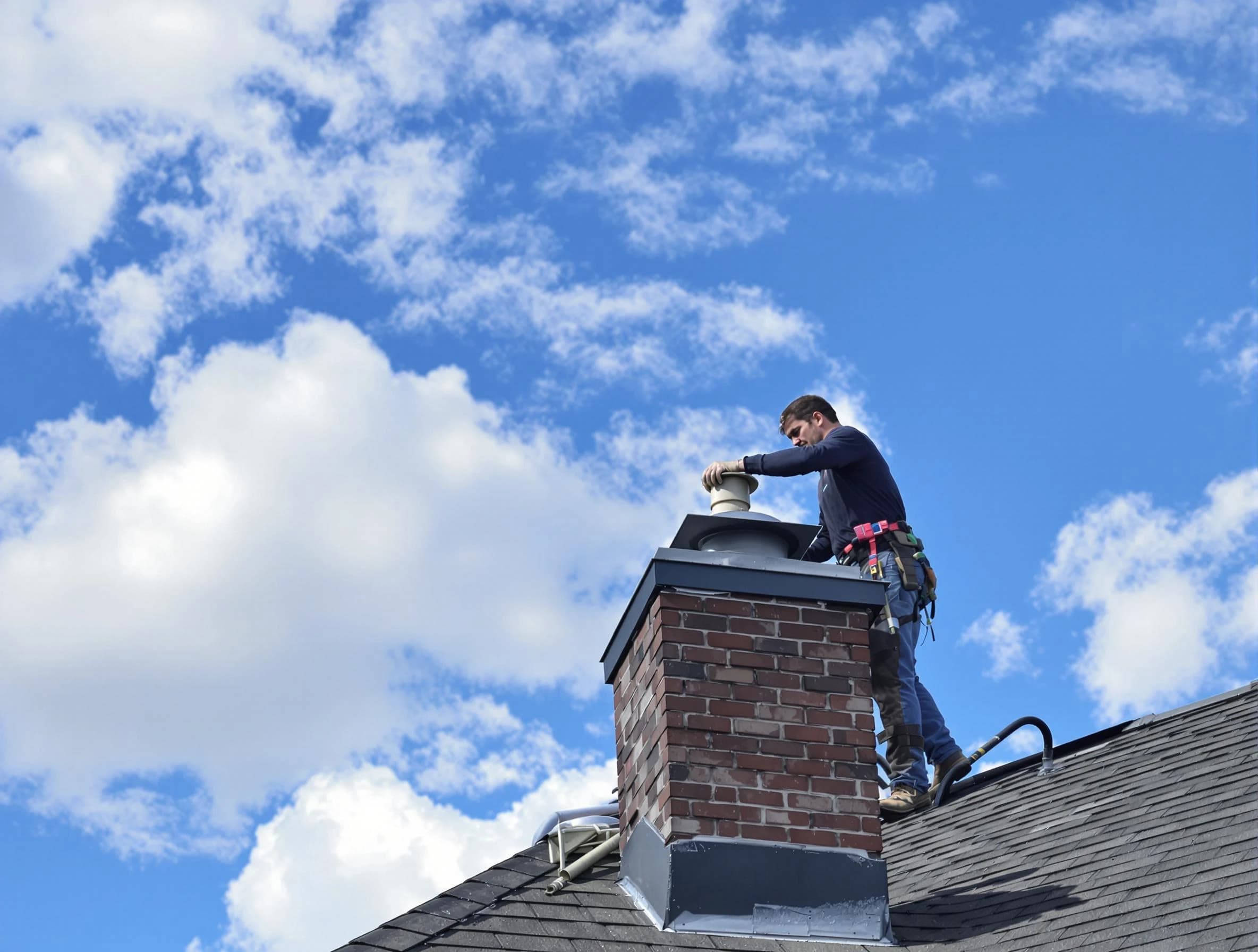 Roy Chimney Sweep installing a sturdy chimney cap in Roy, UT