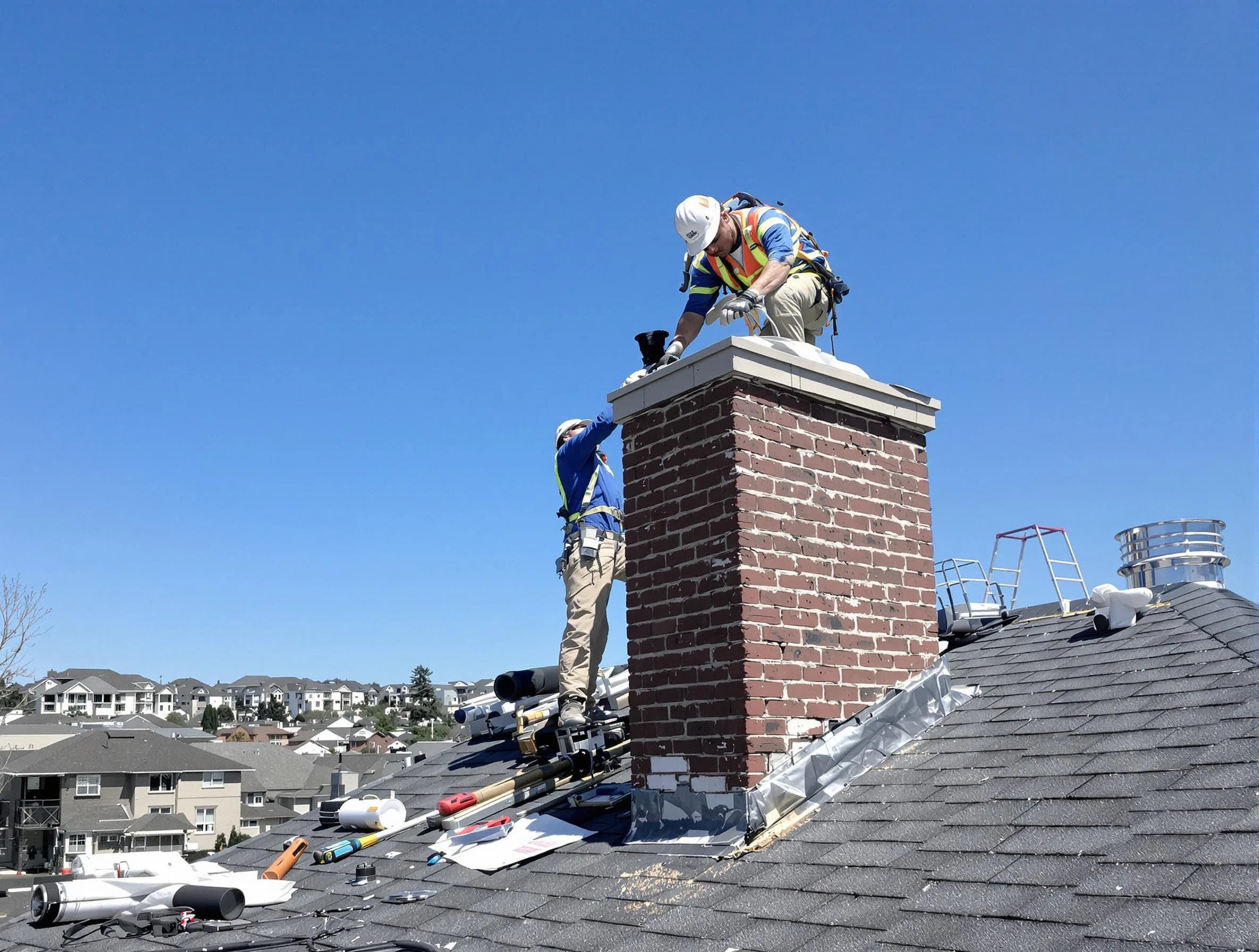 Roy Chimney Sweep repairing a chimney crown in Roy, UT