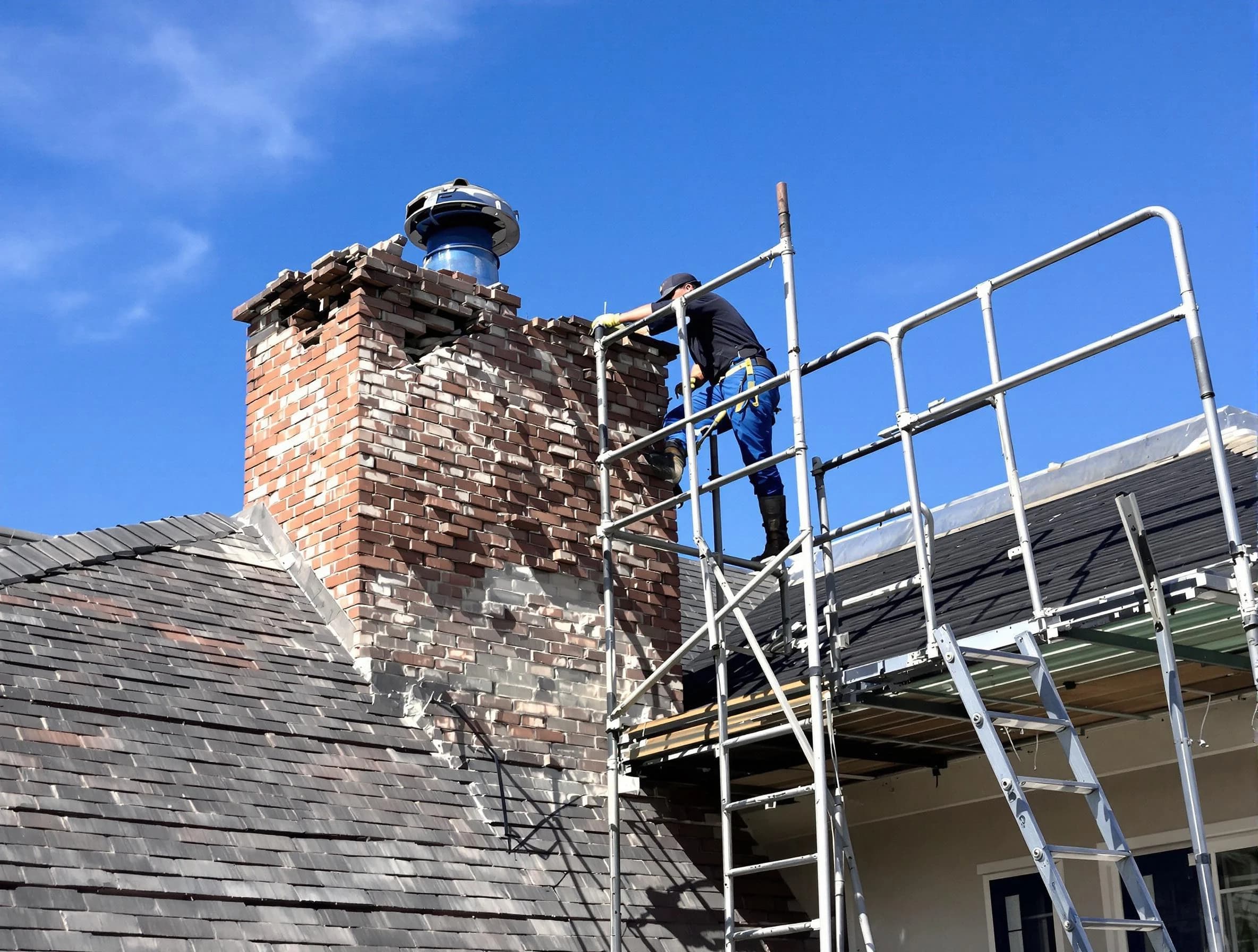 Rebuilding a chimney structure by Roy Chimney Sweep in Roy, UT