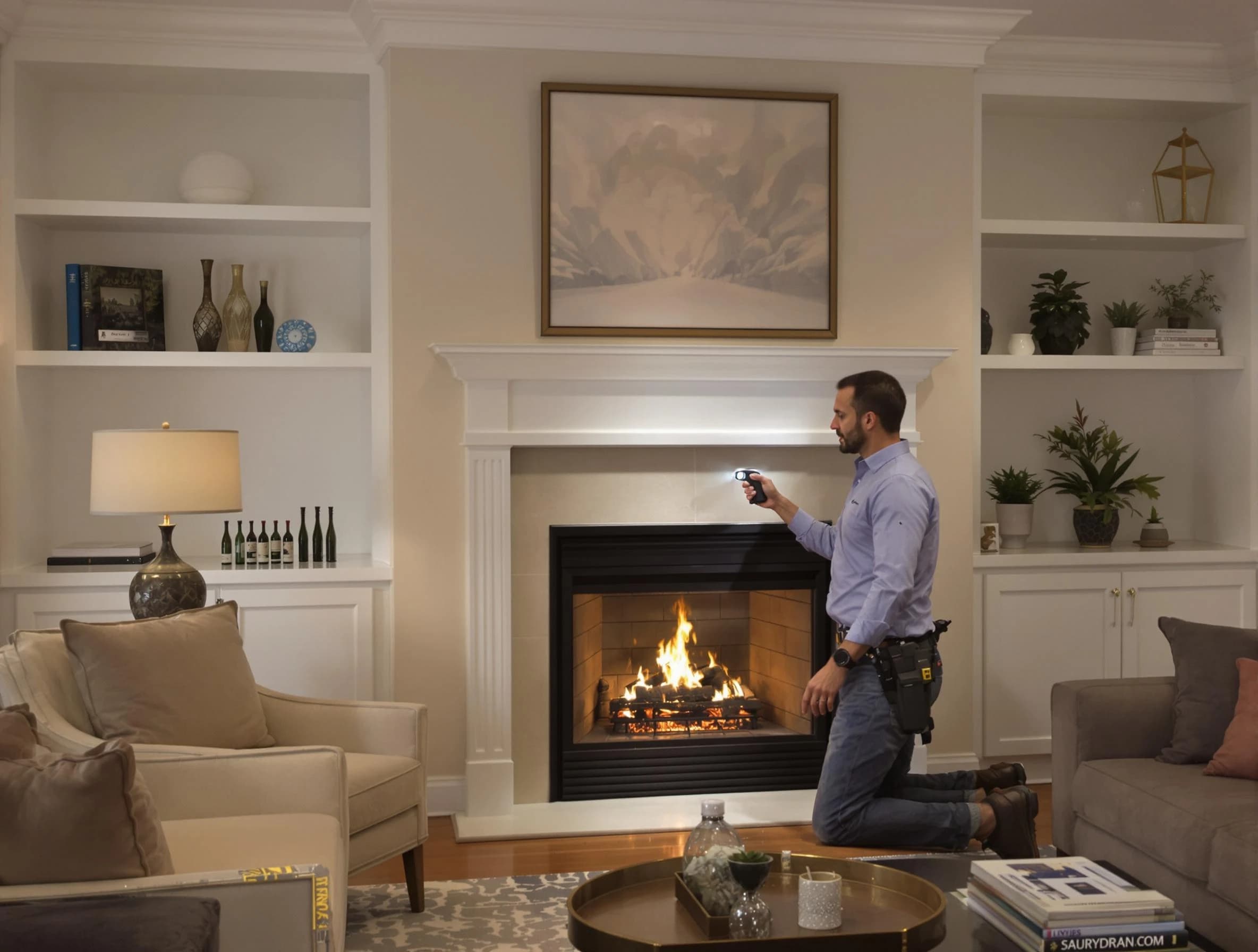 Roy Chimney Sweep conducting a fireplace safety inspection in Roy, UT