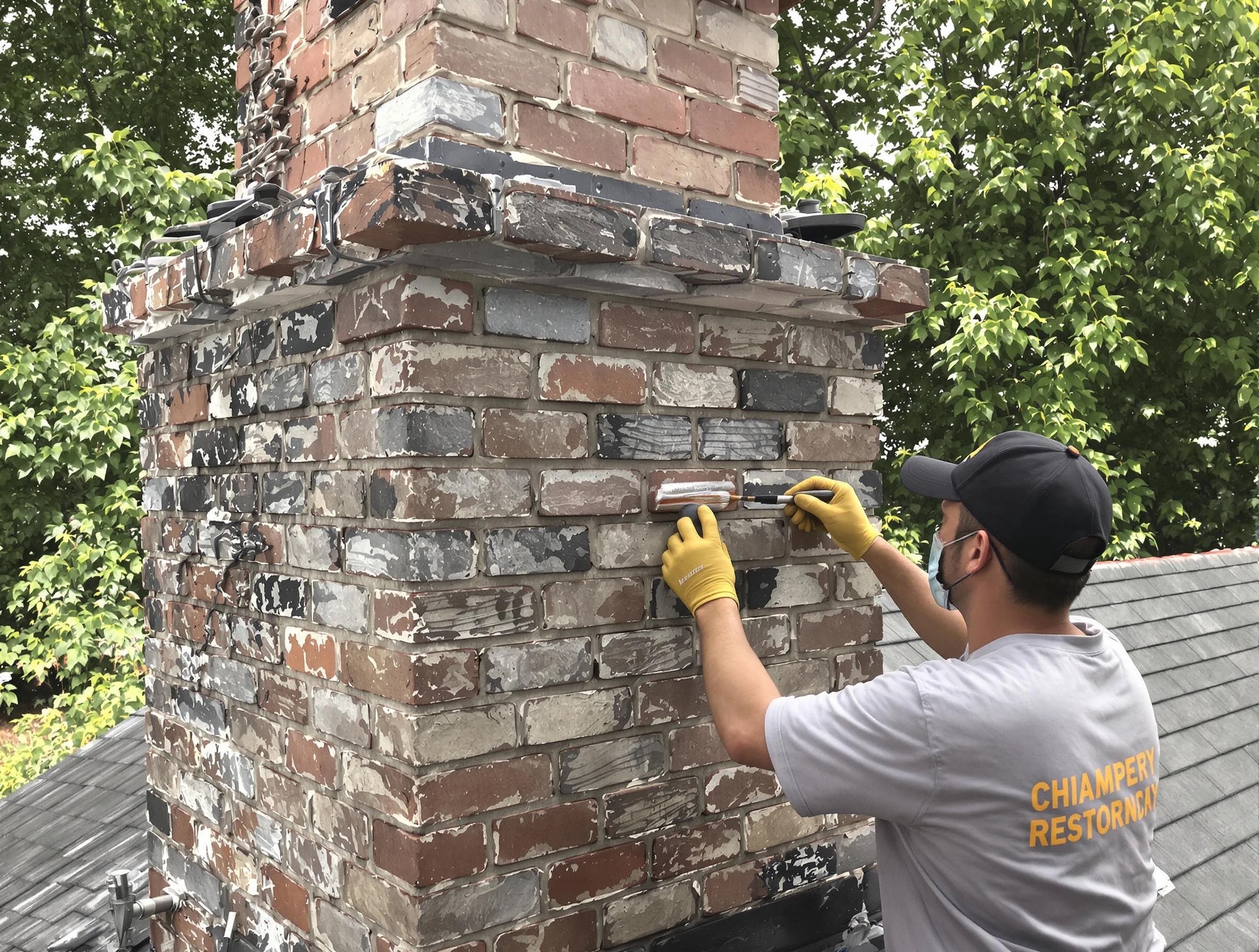 In-progress chimney restoration by Roy Chimney Sweep in Roy, UT